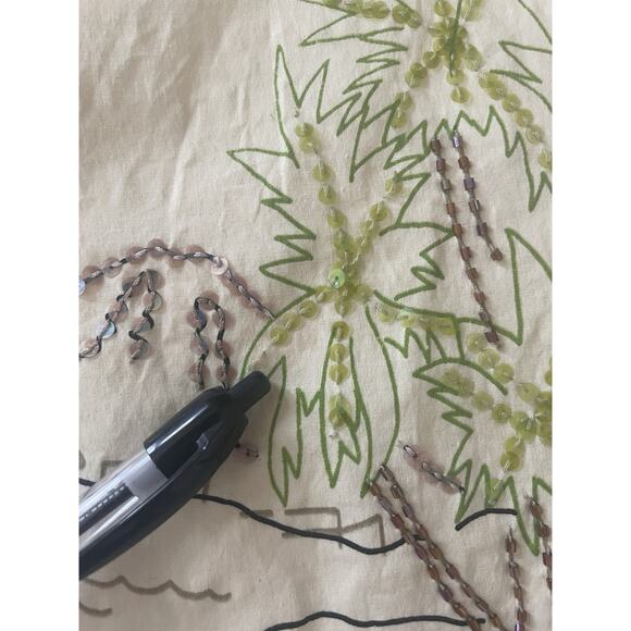 Basil Maude‎ Skirt Sz 10 A Line Beaded Sequin Tropical Beach Scene Hawaiian - Picture 5 of 6